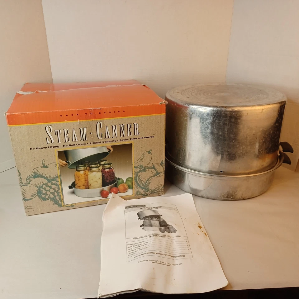 Back To Basics 7 Quart Aluminum Steam Canner Canning With Manual - Image 1 of 4