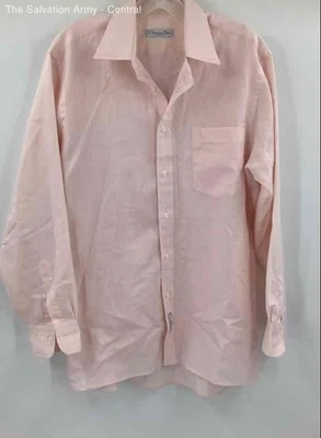 Camisa de vestir Christian Dior para hombre rosa cuello extendido manga larga talla mediana Foto 1 de 4