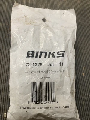 BINKS 72-1328 HOSE CONNECTOR 3/8 NPS(F) Swivel - Image 1 of 3