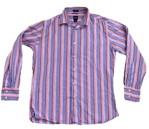 Camisa GAP Para Hombre Premium Ajustada Rosa/Lila Rayas Algodón Botón Formal M 15.5 - Imagen 1 de 6