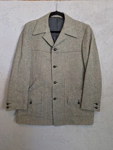 Pendleton Jacket Mens L Beige Brown Herringbone Wool Jacket Vintage - Picture 1 of 9