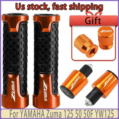 Orange For YAMAHA Zuma125 50F YW125 Motorcycle Handlebar Grips Bar End Cap Valve - Image 1 of 4