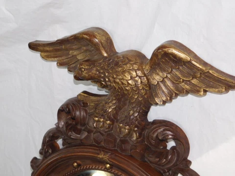 Mid Century modern federal American eagle convex wall mirror bullseye porthole Cover
