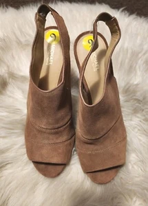 Michael Kors Cassie Platform Slingback Sandal Brown Suede Size 9 - Picture 1 of 5