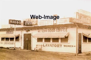 1930's DINER BARBECUE COCA-COLA ICE CREAM & COFFEE SIGN PHOTO ROADSIDE AMERICANA - Picture 1 of 1