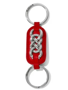 NWTag Brighton INTERLOK VALET Red Leather Silver Key Fob MSRP $48 - Picture 1 of 2