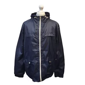 Lee Cooper Navy Blue Windbreaker Hooded Jacket Uk Men's Size 3XL J674 - Picture 1 of 4