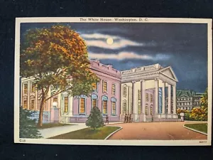White House at Night, Washington DC - Unposted - Linen Postcard - Picture 1 of 2