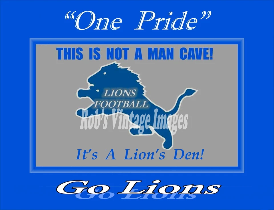  Cartel de bar de cerveza de la cueva de los Detroit Lions Man fútbol americano NFL   Foto 1 de 1
