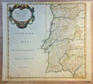 SÜDPORTUGAL 1653 NICOLAS SANSON GROSSE ANTIKE KARTE IN FARBEN 17. JAHRHUNDERT - Bild 1 von 8