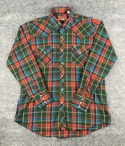 Vintage Ely Plains Western Shirt Mens 16.5 34 L Pearl Snap Red Green Plaid - Picture 1 of 5