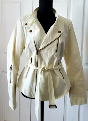 Abrigo impermeable corto verde con envidia para mujer M amarillo con cinturón forrado con cremallera completa Foto 1 de 4