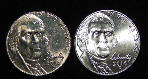 2016 P & 2016 D Bu Jefferson Nickel from OBW Roll Flat Rate Shipping Cover