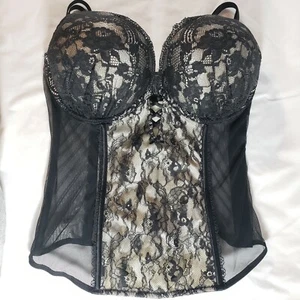 Corsé Victoria's Secret 36C Bombshell Bustier Negro Blanco Floral Añade 2 Tazas - Imagen 1 de 5