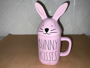 Rae Dunn Mug With Topper New 5” 20oz. “Bunny Kisses” Purple Bunny Topper - Picture 1 of 6