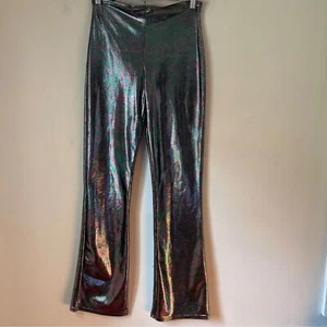Vintage Sentimental New York Sam Hourani Pants Holographic Stretch Womens Large - Picture 1 of 9