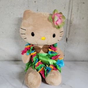 Peluche Build A Bear Hello Kitty Tropical Sun Kissed Tan con fiocco gonna hula Sanrio - Foto 1 di 11