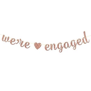 We're Engaged Banner - Wedding Party Decor - Engagement - Bride to Be - Brida... - Picture 1 of 3