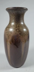 Ashland Ceramic Pottery Drip Glaze Vase Gold Brown Glaze 8.25" Tall - Picture 1 of 6