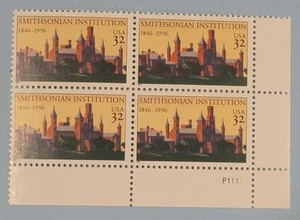 SCOTT #3059 32c PLATE BLOCK OF 4 - 1996 SMITHSONIAN INSTITUTION MNH FREE SHIP - Picture 1 of 1