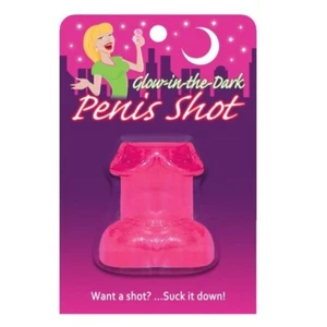 Penis Shot Glass Pink Glow in the Dark 1.5oz Plastic Bachelorette Pride Party - Picture 1 of 4