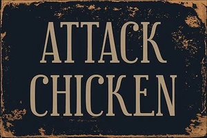 Insegna Attack Chicken 8" x 12" Vintage Alluminio Retrò Metallo VS457 - Foto 1 di 1