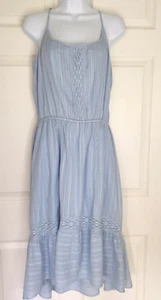 Ella Moss Women's Cotton Light Blue Lined Sundress With Lace Size L - Picture 1 of 8
