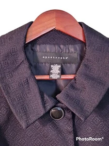 Apostrophe Coat Jacket Womens Size L Black Vintage Look Buttons Lined - Picture 1 of 5