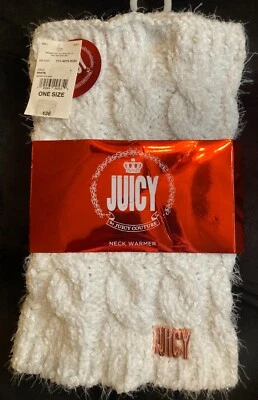 Calentador de cuello para mujer Juicy Couture - blanco difuso con destellos - nuevo con etiqueta de regalo Foto 1 de 4