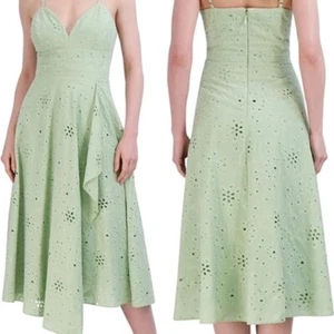 BCBGMAXAZRIA Women's Sweetheart Neck Sleeveless Asymmetrical Eyelet Dress Sz 10 - Picture 1 of 5