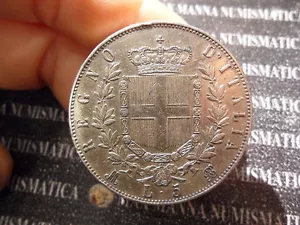 REGNO D'ITALIA VITTORIO EMANUELE II 5 LIRE 2° TIPO ARGENTO 1871 M COD.VITEMII-36 - Foto 1 di 1