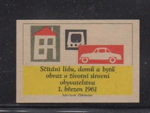 Czech Matchbox Advertising Label - 1961 Population Count - Picture 1 of 1