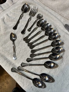 Godinger Crown Jewels Edelstahl Besteck 14 Teile 10 Suppenlöffel plus andere GOI36 - Bild 1 von 7