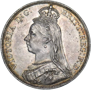 1889 Crown - Victoria British Silver Coin - Very Nice - Picture 1 of 2