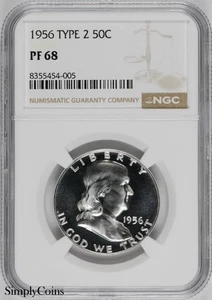 Demi-dollar Franklin 1956 NGC PF68 PROOF PR68 argent - Photo 1/2