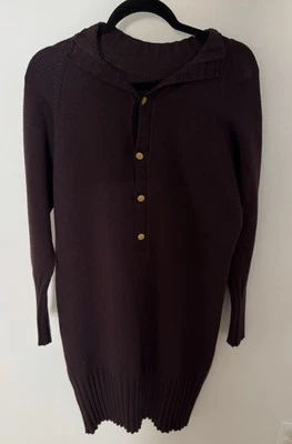 Vintage Salvatore Ferragamo Wool Button Front Sweater Dress Plum Purple Size Med - Image 1 of 4