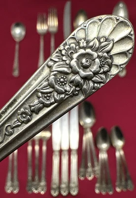 Juego de cubiertos plateados 25 piezas 1953 JUBILEE servicio para 4 + más Wm Rogers Mfg Foto 1 de 4