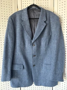 VTG J.CREW Oarsman Wool Blazer Sport Coat Blue Herringbone Men's Size 46 R - Picture 1 of 11