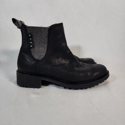 Cobb Hill Waterproof Leather Ankle Boots Women's Size 8.5 Moto Black Lug Sole - Image 1 of 4