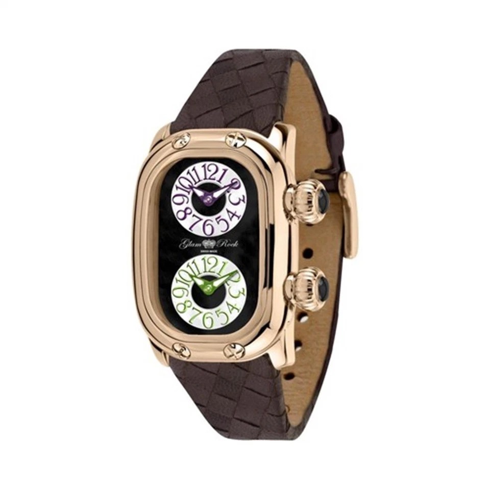 Glam Rock Women's Monogram Swiss Dual Time Brown Quartz 31mm Watch GR72408N - image 1 of 1