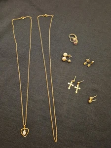 14 Karat Gelbgold zartes tragbares Schmuck Konvolut Ohrringe Halsketten - Bild 1 von 19