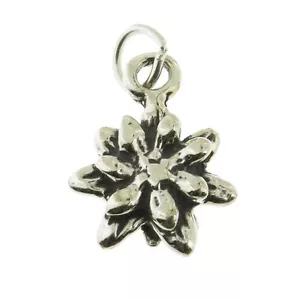 925 Sterling Silver Flower Charm Made in USA - Picture 1 of 2