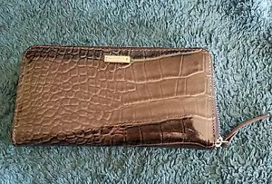 Kate Spade schwarz Lackleder Schlange/Eidechse/Reptil Akkordeon Reißverschluss Geldbörse Clutch - Bild 1 von 5