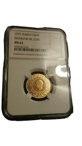 1972 Turkey 50 Kurus Monnaie de Luxe Gold Coin : NGC MS-62  - Picture 1 of 7