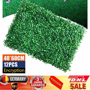 Planta Artificial Pared Valla Verde Panel Decoración Seto Estera de Hierba 12 Piezas/Juego 60x40 cm - Imagen 1 de 21
