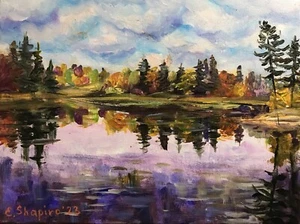 Marsh Original Acrylic Painting Maine Nature Fall Landscape 9x12 Coastal Art - Picture 1 of 12
