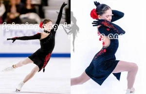 Patinaje sobre Hielo Adulto Figura Patinaje Vestido Gimnasia Disfraz Negro - Imagen 1 de 8