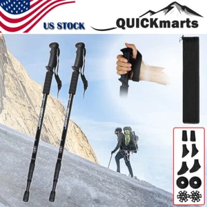2PC Trekking Poles Nordic Walking Sticks Adjustable Anti-shock Hiking Alpenstock - Picture 1 of 12