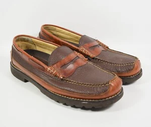 L.L. Zapatos Mocasines Bean 244478 Marrón Allagash Cosidos a Mano Cuero Bisonte Talla 12D - Imagen 1 de 8