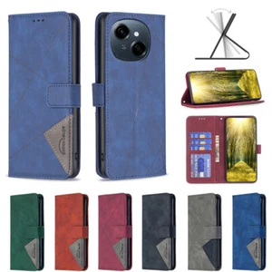 Para Tecno Pop 9, Lujo Geometría Cuero Billetera Ranura para Tarjeta Abatible Estuche Cubierta - Imagen 1 de 30